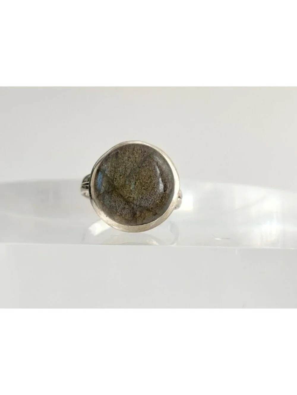 Labradorite Gemstone Cabochon Sterling Silver 925 Vintage Ring - sz 6.25